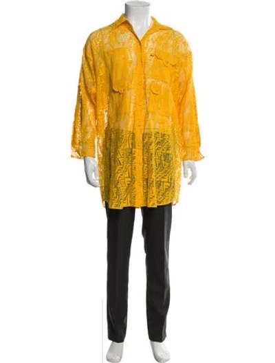 Pre-owned Fendi 2021 Zucchino Ff Logo Shirt In Yellow