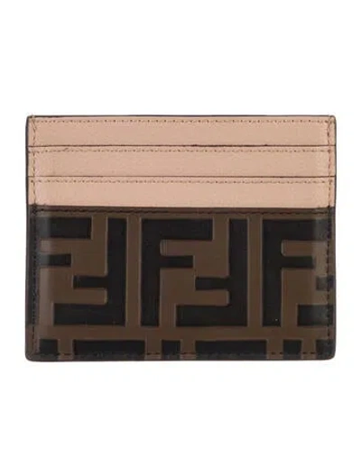 Pre-owned Fendi 2022 Ff 1974 Embossed Wallet In Brown