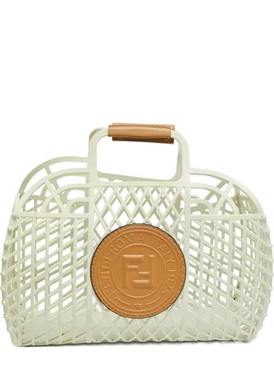 Pre-owned Fendi 2022 Ff-logo Basket Bag In Neutral