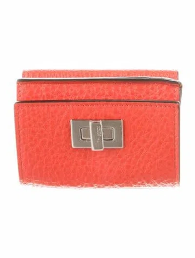 Pre-owned Fendi 2022 Leather Card Holder In Red