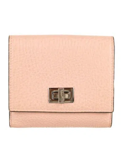 Pre-owned Fendi 2022 Leather Compact Wallet In Neutral