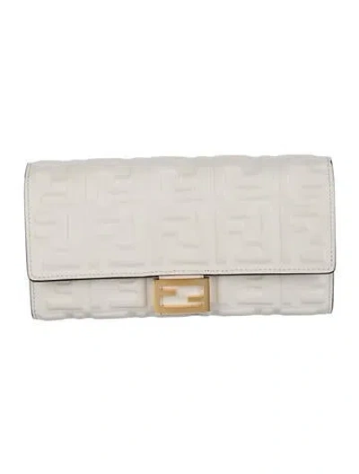 Pre-owned Fendi 2022 Leather Continental Wallet In Neutrals