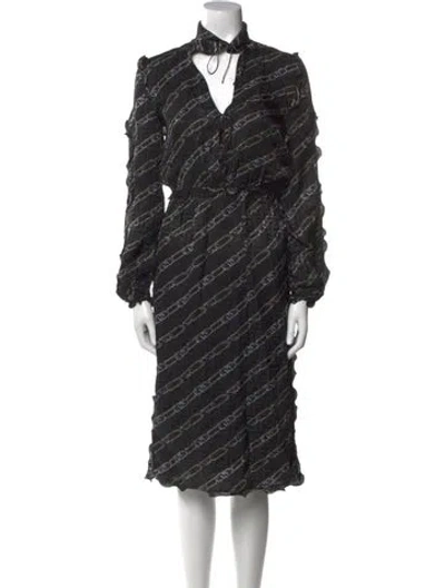 Pre-owned Fendi 2022 Midi Length Dress In Black