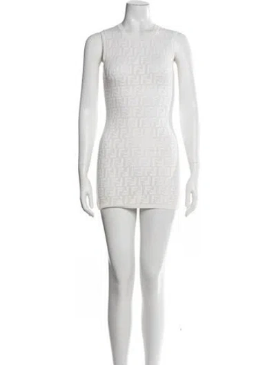 Pre-owned Fendi 2022 Mini Dress In White