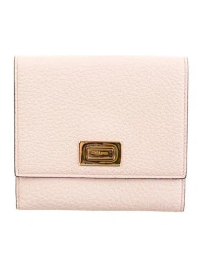 Pre-owned Fendi 2022 Peekaboo Compact Wallet In Pink
