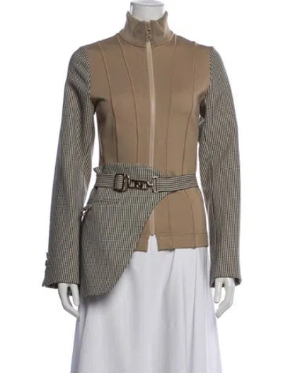 Pre-owned Fendi 2022 Plaid Print Jacket In Neutrals