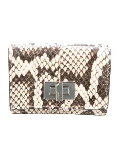 Pre-owned Fendi 2022 Python Continental Wallet In Neutrals