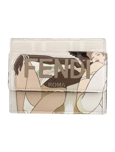 Pre-owned Fendi 2022 Zucca Ff Logo Wallet In Neutrals