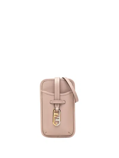 Pre-owned Fendi 2022-2024 Leather O Lock Phone Pouch Crossbody Bag In Pink