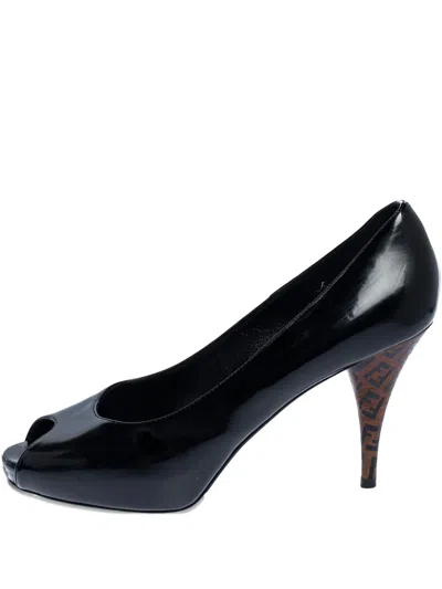 Pre-owned Fendi 2023 100mm Zucchino Pumps In Black