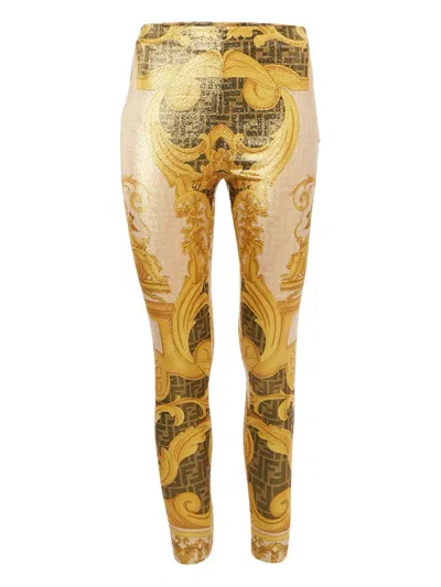 Pre-owned Fendi 2023 Barocco-print Leggings