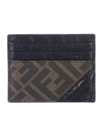 Pre-owned Fendi 2023 Zucca Ff Logo Card Holder Card Holder In Black