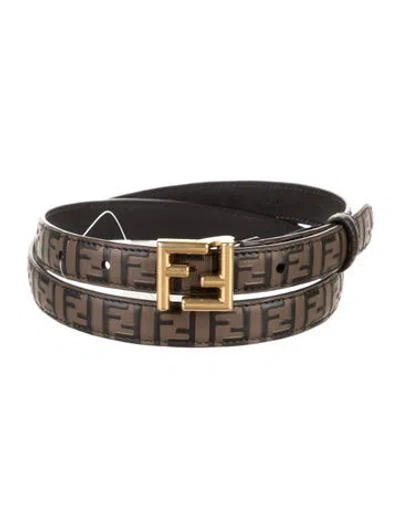Pre-owned Fendi 2023-2024 Zucca Ff Logo Belt In Brown
