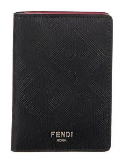 Pre-owned Fendi 2024 Embossed Leather Bifold Wallet In Black