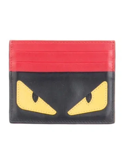 Pre-owned Fendi 2024 Monsters Motif Card Holder In Black/red