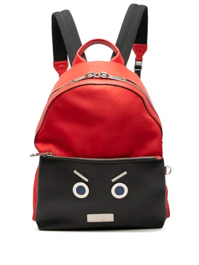 Pre-owned Fendi 2024 Nylon And Leather Faces Backpack In Black