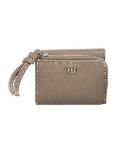 Pre-owned Fendi 2024 Peekaboo Micro Compact Wallet In Grey