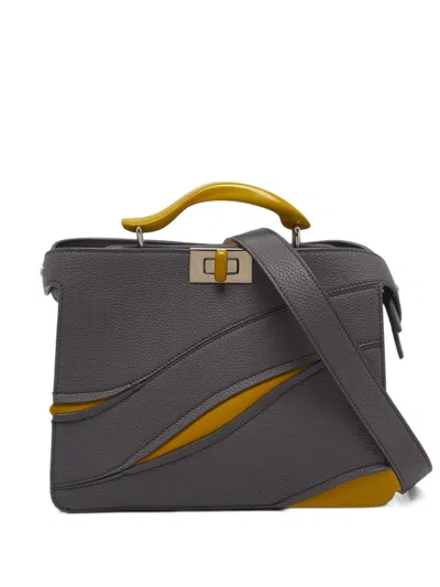 Pre-owned Fendi 2024 X Mad Small Peekaboo Iseeu Tote Bag In Grey