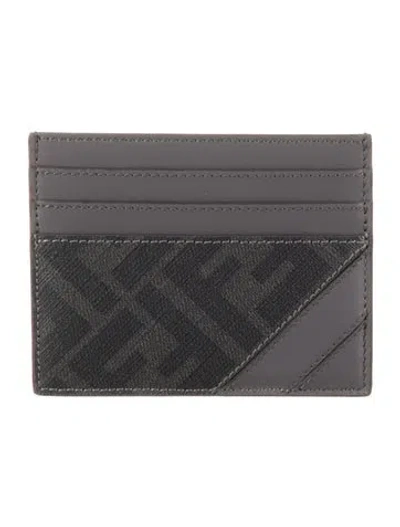Pre-owned Fendi 2024 Zucca Ff Logo Card Holder In Gray