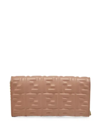 Pre-owned Fendi 2025 Baguette Leather Wallet In Pink
