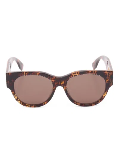 Pre-owned Fendi 20s Ff Motif Sunglasses In Brown