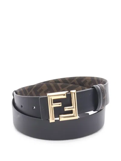 Pre-owned Fendi 20s Ff Reversible Belt In Black