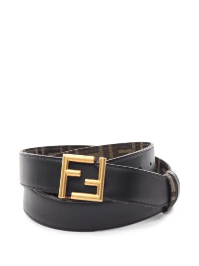 Pre-owned Fendi 20s Ff-logo Reversible Belt In Brown
