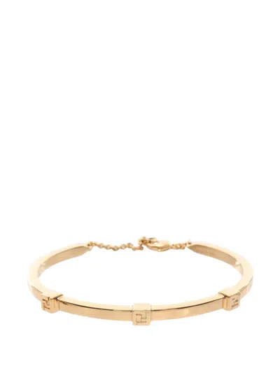 Pre-owned Fendi 20s Forever Ff Logo Bracelet In Gold