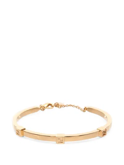Pre-owned Fendi 20s Forever Ff-logo Bracelet In Gold