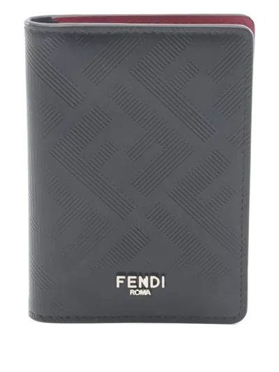 Pre-owned Fendi 20s Leather Cardholder In Black