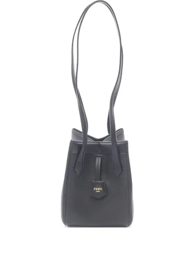 Pre-owned Fendi 20s Mini Origami Shoulder Bag In Black