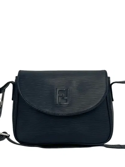 Pre-owned Fendi 20th Century Leather Ff Crossbody Bag In Blue