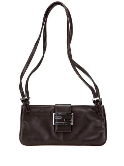 Pre-owned Fendi 20th Century Leather Ff Shoulder Bag In Brown