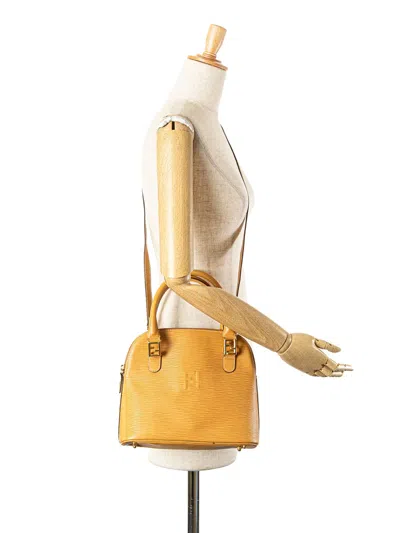 Pre-owned Fendi 20th Century Leather Top Handle Bag Satchel In Yellow