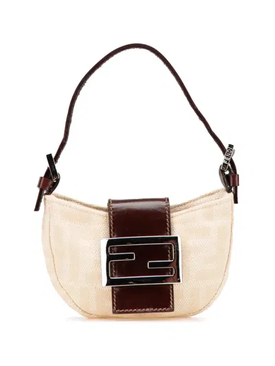 Pre-owned Fendi 20th Century Mini Zucca Canvas Croissant Handbag