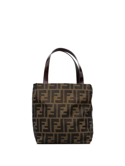 Pre-owned Fendi 20th Century Mini Zucca Canvas Tote Bag In Brown
