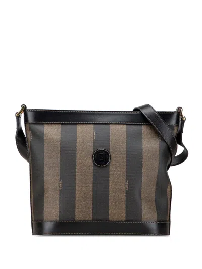 Pre-owned Fendi 20th Century Pequin Coated Canvas Crossbody Bag In Black