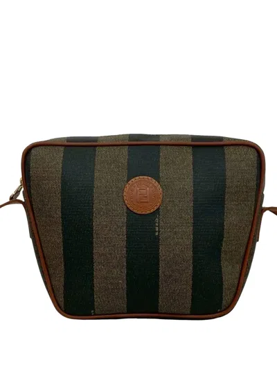 Pre-owned Fendi 20th Century Pequin Coated Canvas Crossbody Bag In Brown