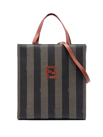 Pre-owned Fendi 20th Century Pequin Coated Canvas Ff Convertible Backpack In Brown