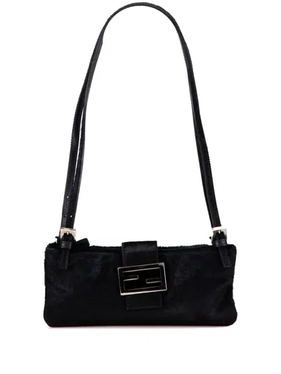 Pre-owned Fendi 20th Century Pony Hair Shoulder Bag In Black