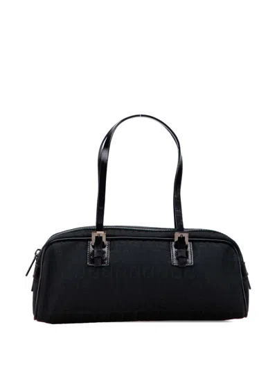 Pre-owned Fendi 20th Century Small Zucchino Canvas Handbag In Black