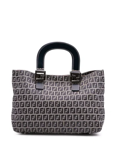 Pre-owned Fendi 20th Century Small Zucchino Canvas Twins Tote Bag