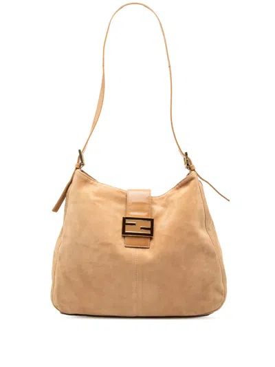 Pre-owned Fendi 20th Century Suede Ff Shoulder Bag In Brown