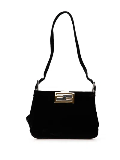 Pre-owned Fendi 20th Century Velvet Shoulder Bag In Black
