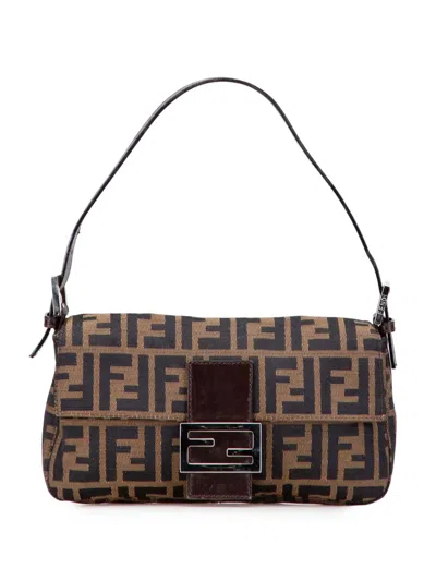 Pre-owned Fendi 20th Century Zucca Canvas Baguette Shoulder Bag