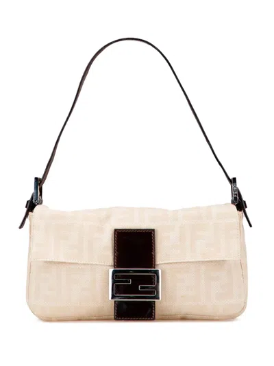 Pre-owned Fendi 20th Century Zucca Canvas Baguette Shoulder Bag