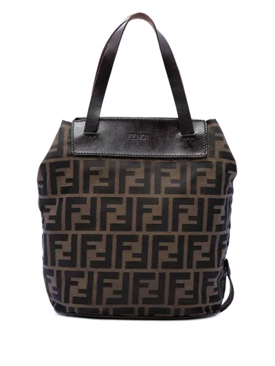 Pre-owned Fendi 20th Century Zucca Canvas Bucket Bag In Brown