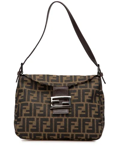 Pre-owned Fendi 20th Century Zucca Canvas Double Flap Shoulder Bag