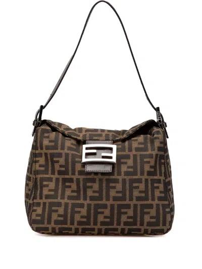 Pre-owned Fendi 20th Century Zucca Canvas Double Flap Shoulder Bag