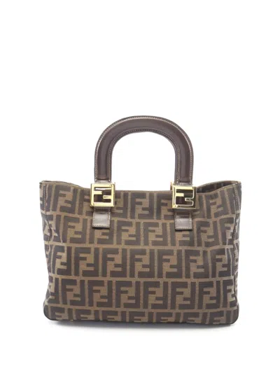 Pre-owned Fendi 20th Century Zucca Canvas Handbag Tote Bag In Brown